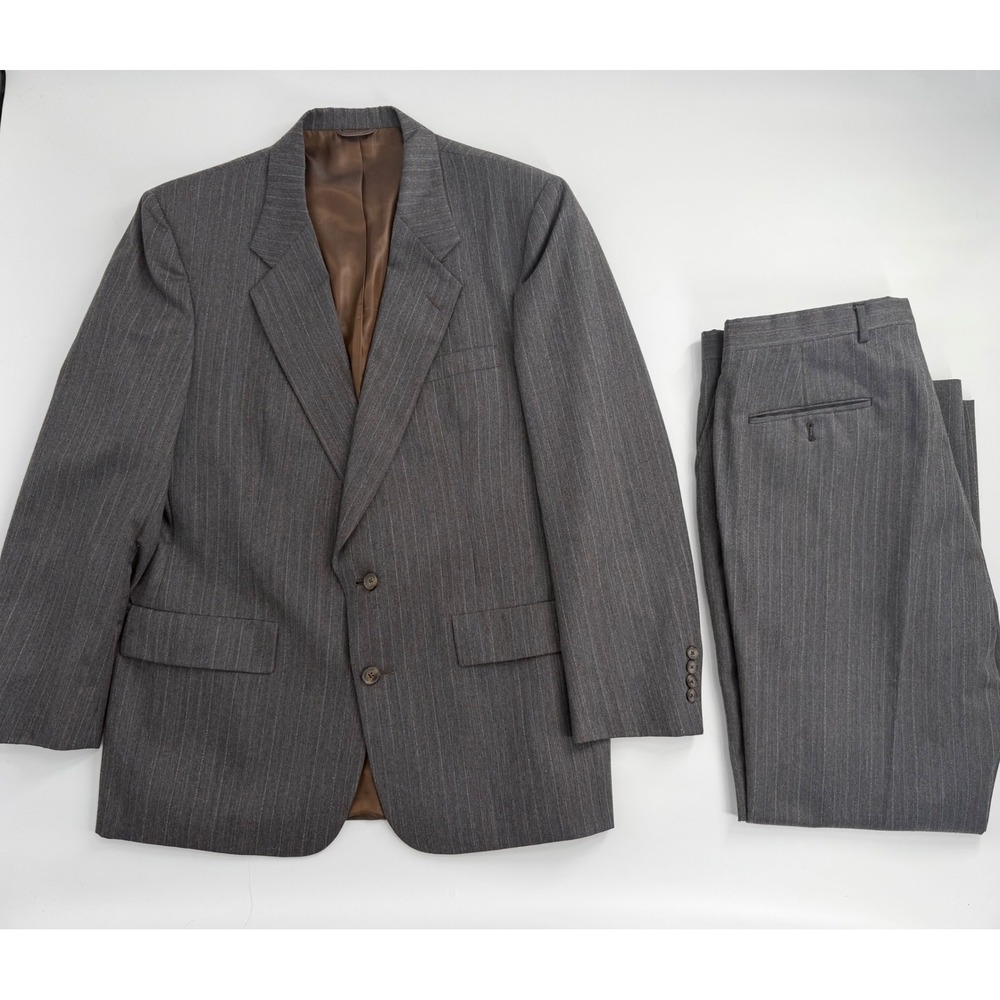 Christian Dior Monsieur Mens Grey Pinstripe 2 Piece Suit Blazer Pants Vintage